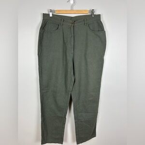 WOOLRICH Vintage 90s Herringbone Trouser Women's16 Dark Olive High Rise Straight